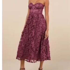 Lulu's Strapless Lace Dress in Deep Purple
